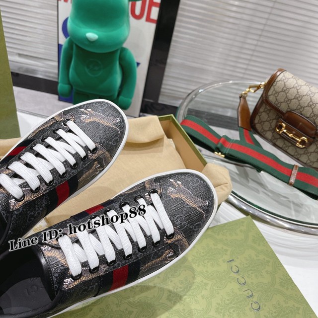 gucci頂級原版低幫鞋 古馳萬年經典情侶款小白鞋 男女款休閒板鞋 dx2770